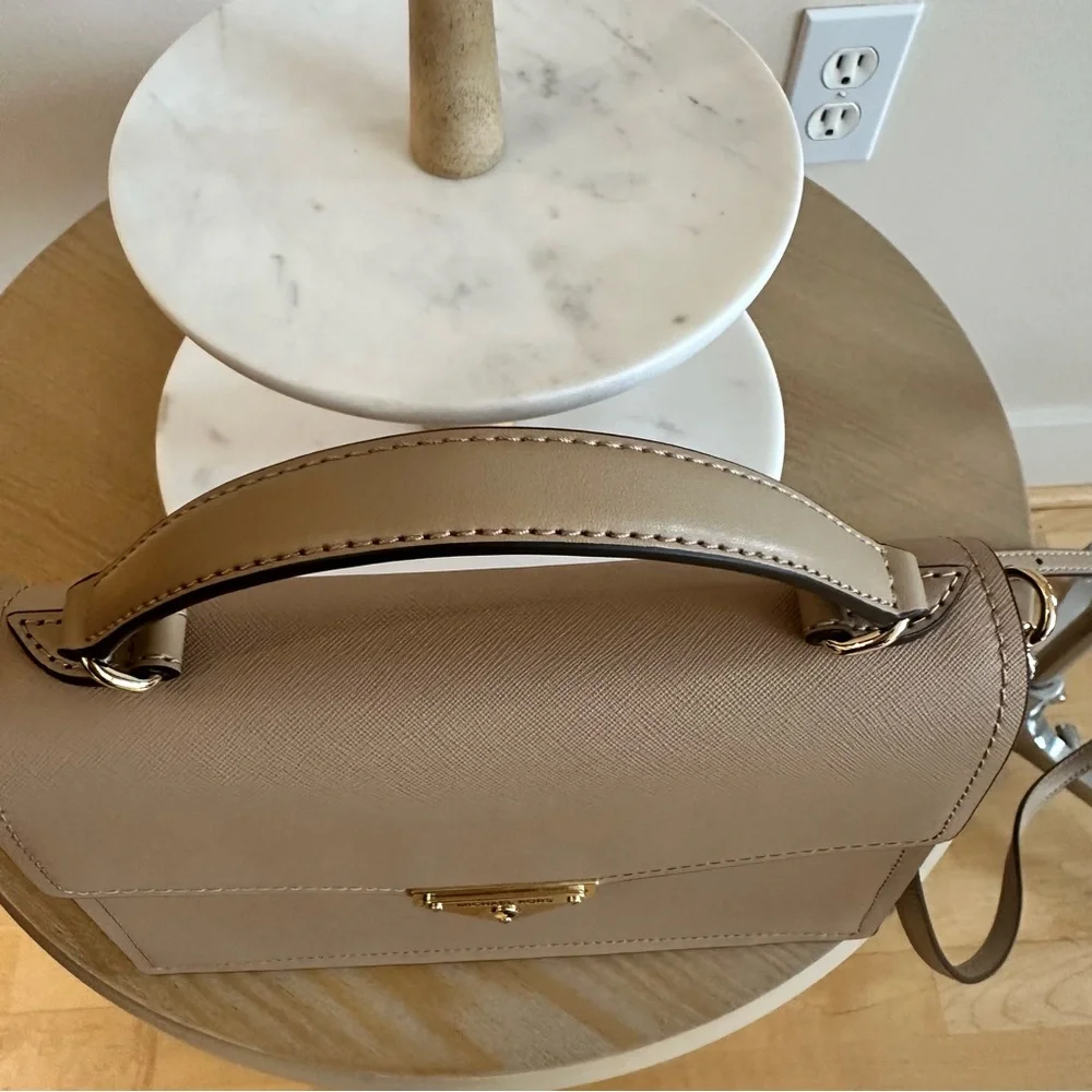 Michael Kors Grace TH Saffiano Leather Satchel Handle & Shoulder Bag MED Tan NWT